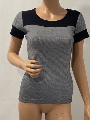 Mexx Top Black And Grey Striped Size Small