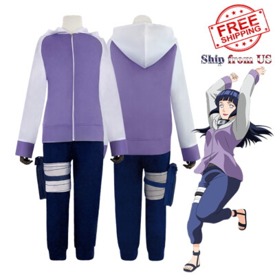 Anime Naruto Shippuden Hinata Hyuga Costume Complete Outfit Cosplay Party Set