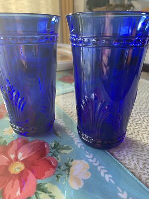 Vintage Toscany Alexandra Blue Ice Tea Glass Cobalt Blue Tumblers Set of 2  | eBay