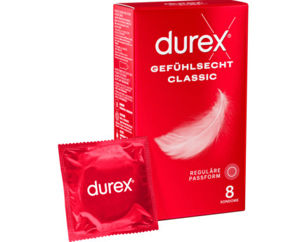 8 st Durex Gefühlsecht Classic Kondome   reguläre Passform Neu & OVP