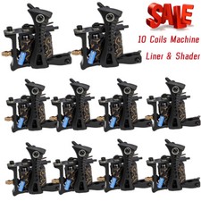 10 pack Tattoo Supply Cast Iron 10 Wrap Coils Tattoo Machine Liner Shader Y25