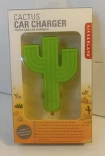 Cactus Novelty Vehicle Charging Device by Kikkerland 3 Way USB Car Charger