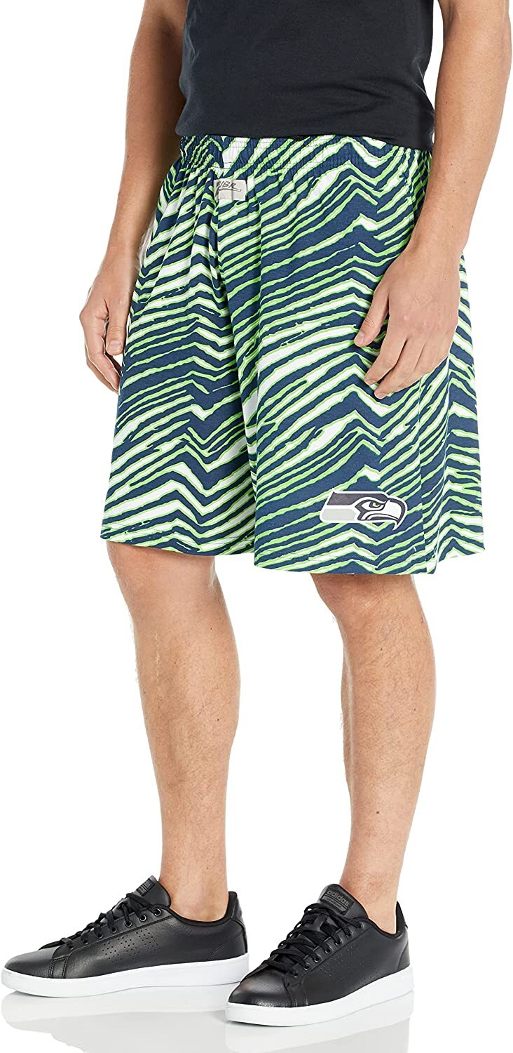 Мужские классические шорты Zubaz Seattle Seahawks NFL с принтом зебра и логотипом команды
