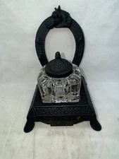Antique Western Equestrian Horseshoe Cast Iron Inkwell Peck Stow & Wilcox Co