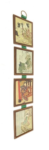 Vintage Mid Century Rare Japanese Woodblock Print Wall Hanging - Picture 5 of 8