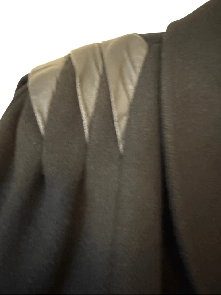 Vtg Jofeld X Forstmann Black Wool/Leather Trim Old Money, Elegant, Goth Coat SzM - Image 4 of 4
