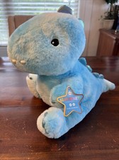 NEW FAO Schwarz Glow Brights Plush LED w/ Sounds 15" BLUE DINOSAUR NWT T-Rex