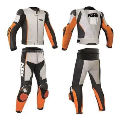 KTM Manner Rindsleder  Motorrad Rennen Lederkombi Anzug Sport Biker-50-52-54-56 - Bild 1 von 2