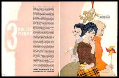 1961 Three Golden Rings Vintage PRINT ART Illustration Al Parker Three Girls
