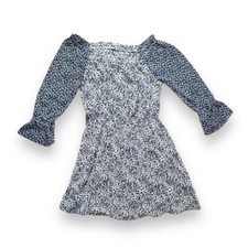 Loft Off The Shoulder Print Mini Short Dress Size Small Long Sleeve Ruffle