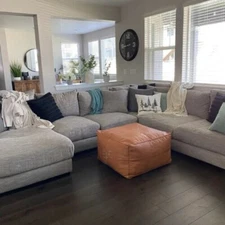 Leather Ottoman Handmade Boho Genuine Footstool Moroccan Pouffe