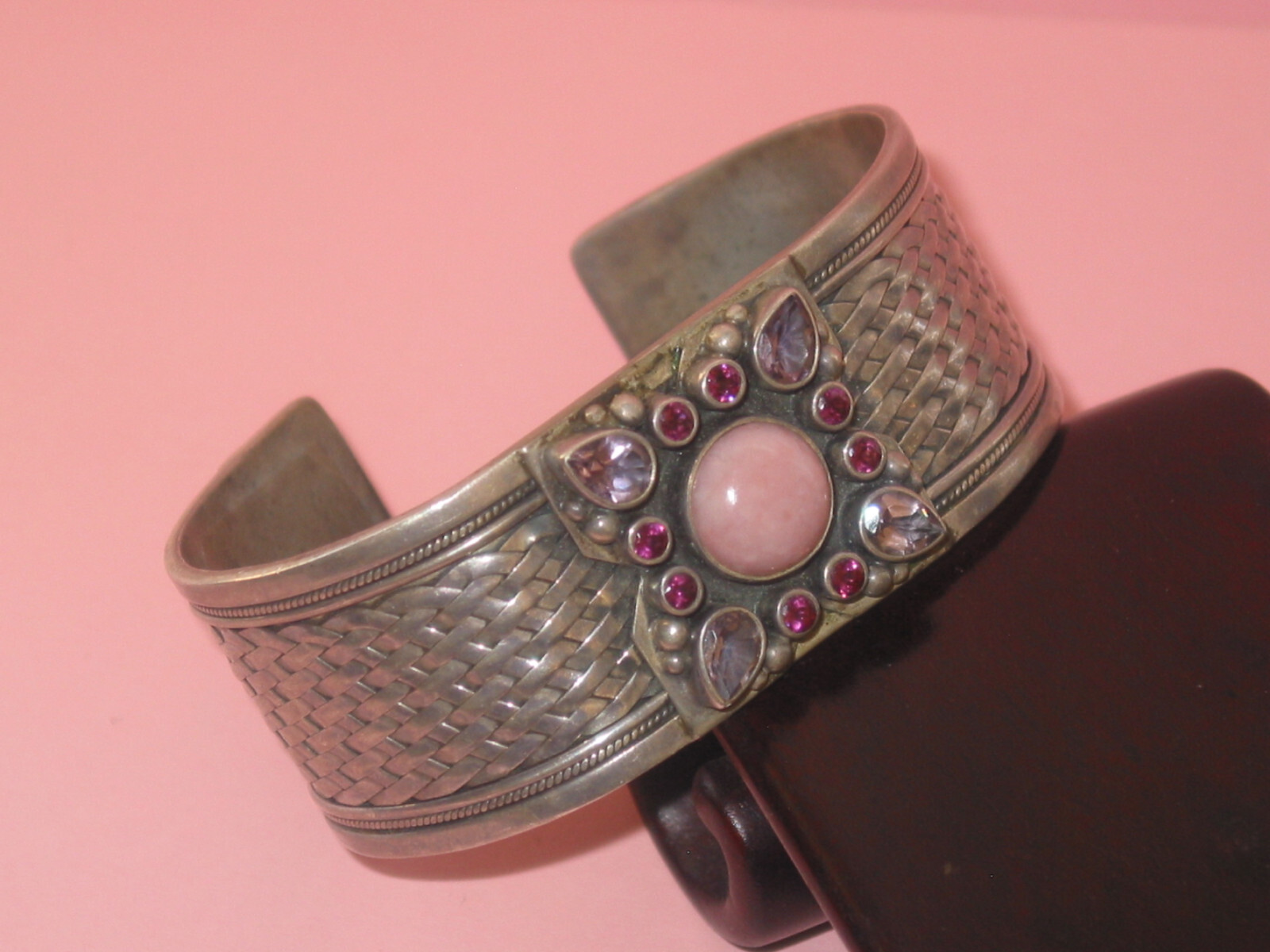 NICKY BUTLER ~ Raj Collection ~ Vintage Sterling & Multi Stone Cuff Bracelet