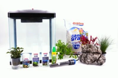 HR-300 schwarz inklusive Dekoration Nano Aquarium Komplettaquarium Filteranlage