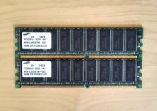 LOT OF 2 SAMSUNG 256MB PC-3200U DDR-400 CL3 ECC DIMM 512MB M381L3223ETM-CCC