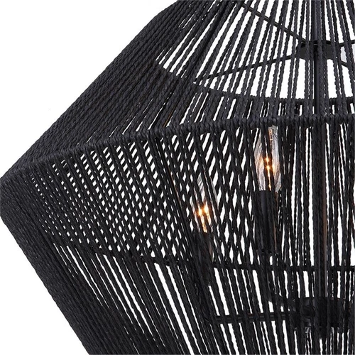 Uttermost Suva 4-Light Transitional Steel & Rattan Pendant in Matte Black - Picture 6 of 8