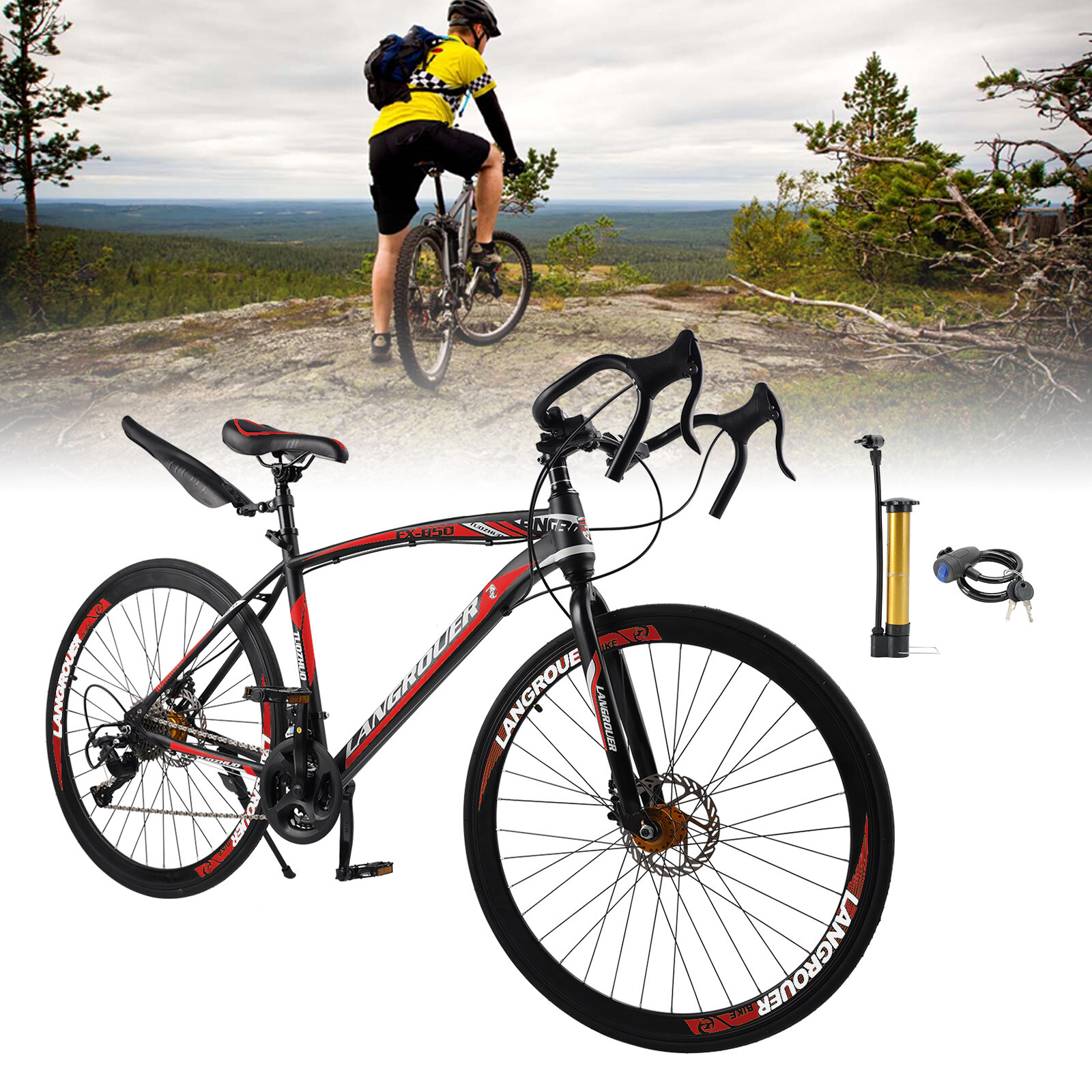 27 speed Road Bike Racing Bicycle 700C 26" Wheels Adult Blac