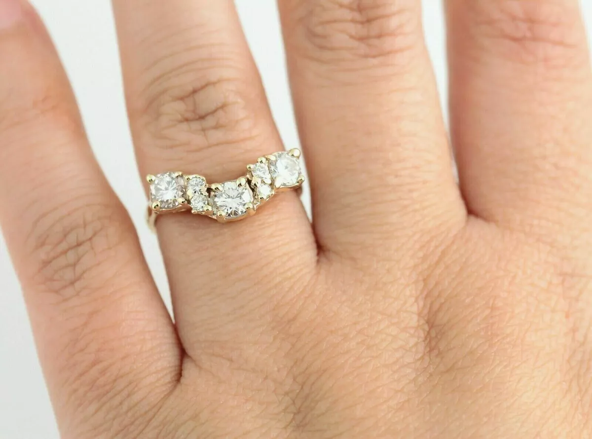 Chevron wedding band yellow gold deals