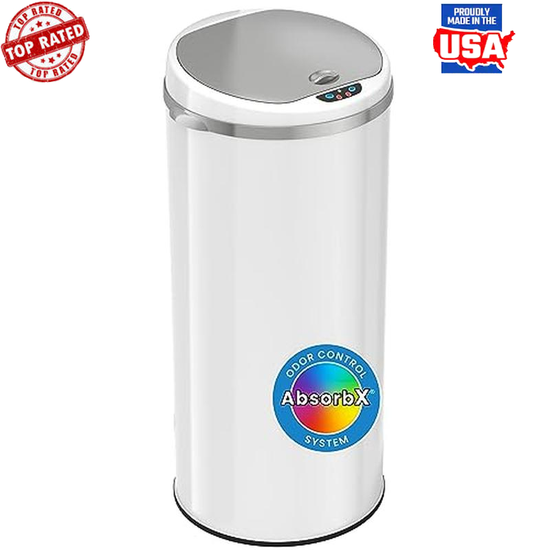 Touchless 13 Gallon Trash Can W/ Odor Filter Stainless Steel Kitchen Bin New