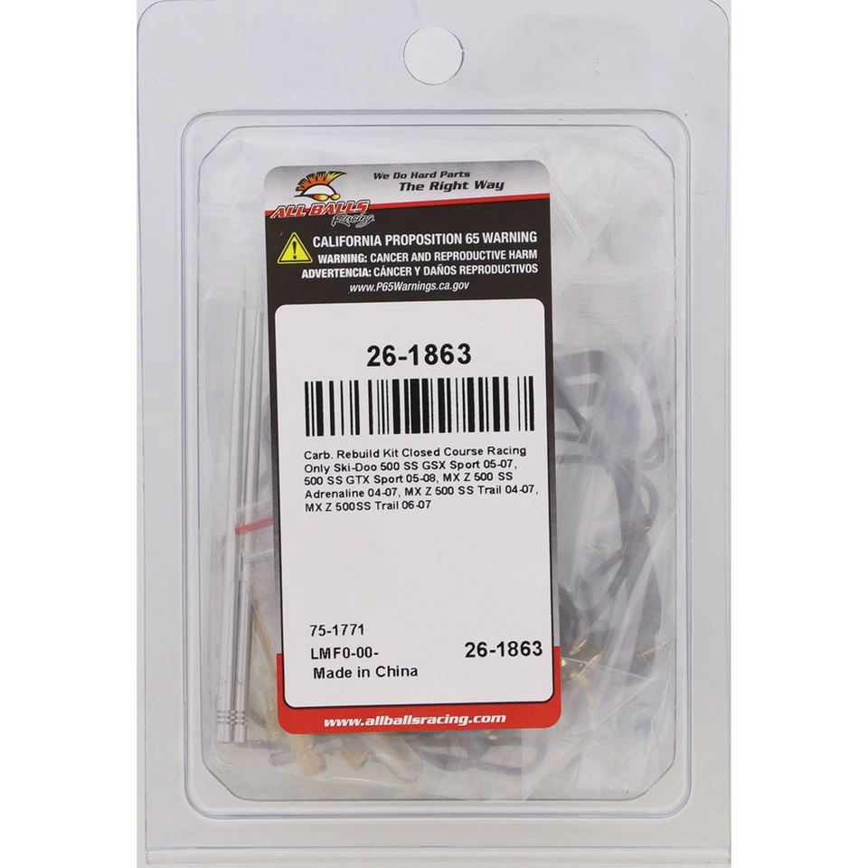 New All Balls Carburetor Rebuild Kit 26-1863 for Ski-Doo 500 SS GSX Sport 05-07 - Image 4 of 4