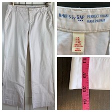 GAP Perfect Khaki Women's Size 8L Wide Leg Pants Beige Cotton Blend Y2K School