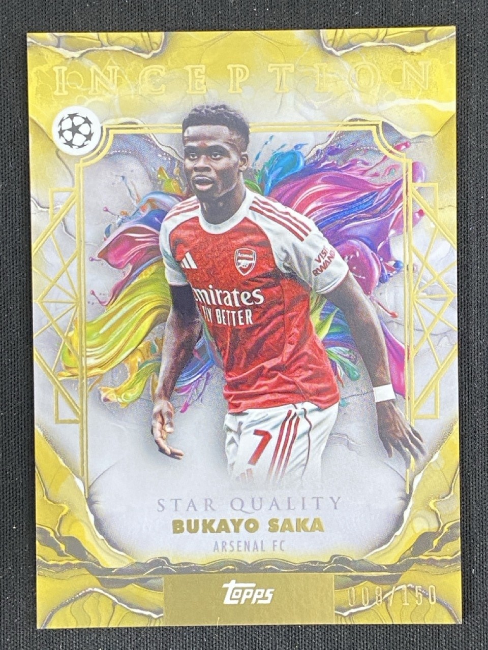 Bukayo Saka 2025-26 Topps Inception UCC Star Quality Yellow Foil Base /150 #46 view 1
