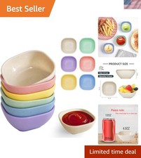 6 Pack Small Plastic Bowls 4.5 OZ Unbreakable Wheat Straw Dipping Bowls plast...
