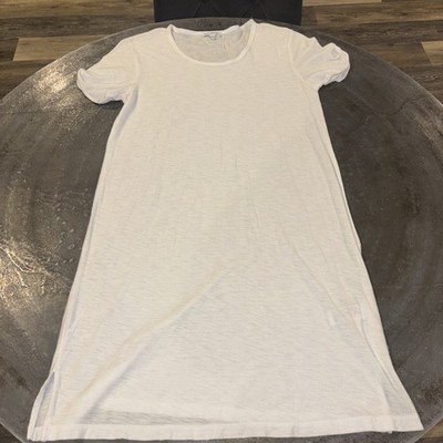 James Perse Shirt Women's Size 2 Rolled Sleeve Slub Tee White Cotton Blend READ