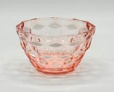 Jeanette Pink Depression Glass Cube Pattern Bowl 1930s Geometric Design 2.5" Tal