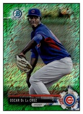 2017 Bowman #BCP72 Oscar De La Cruz Chrome Prospects Green Shimmer #/99