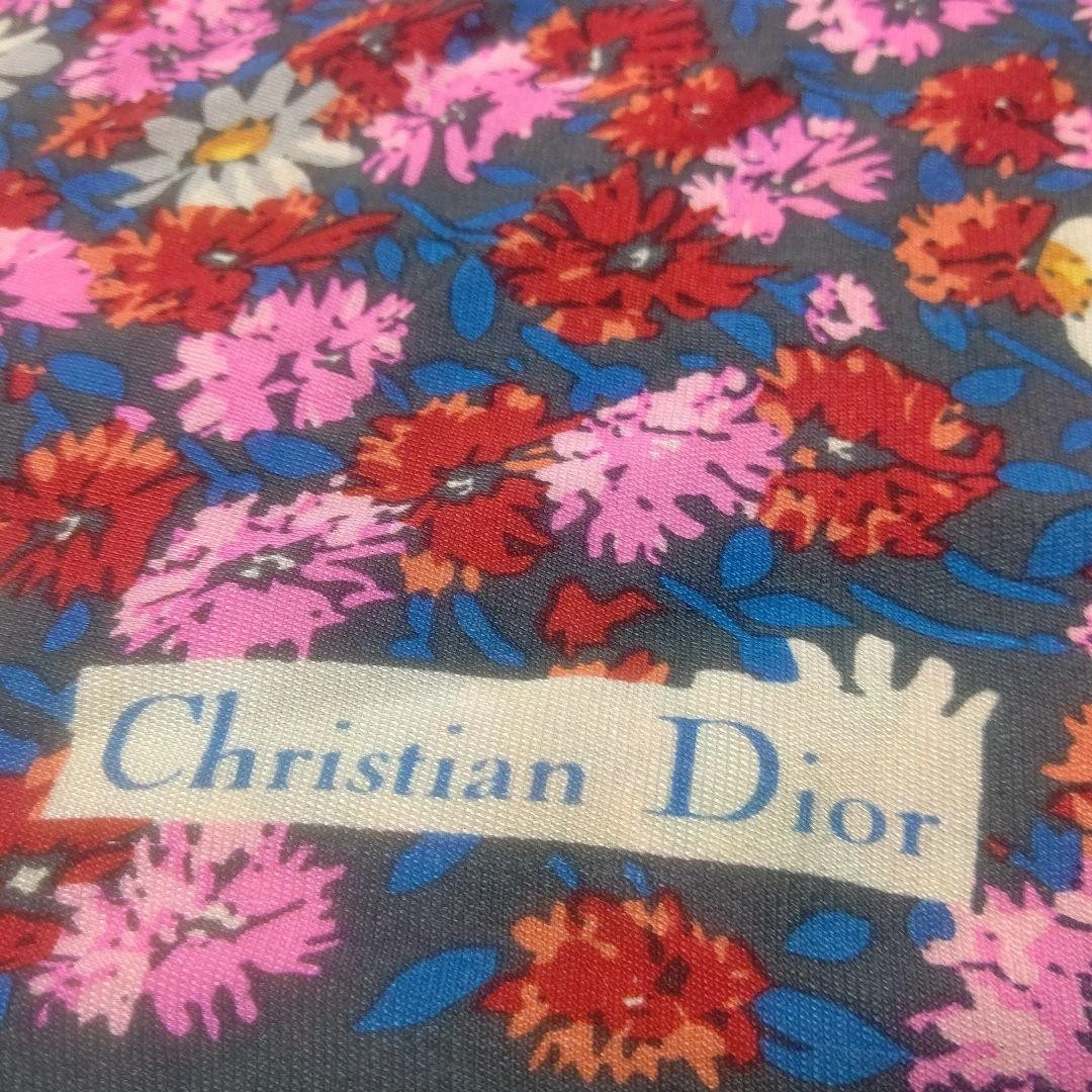 Authentique Christian Dior motif floral rouge bleu rose blanc 74 x 67 cm femme