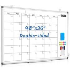 WALGLASS Dry Erase Calendar Whiteboard, 48 x 36 Monthly Large Dry Erase Calen...