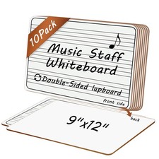 10 Pack Double Sided Music Staff Lapboards 9'' x 12'' - Mini Dry Erase Whiteb...