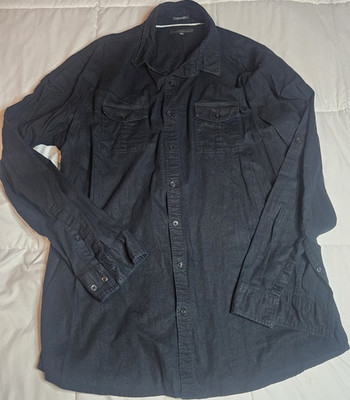 Marc Anthony Men's Black Solid Slim Fit Long Sleeve Button-Up Shirt XXL