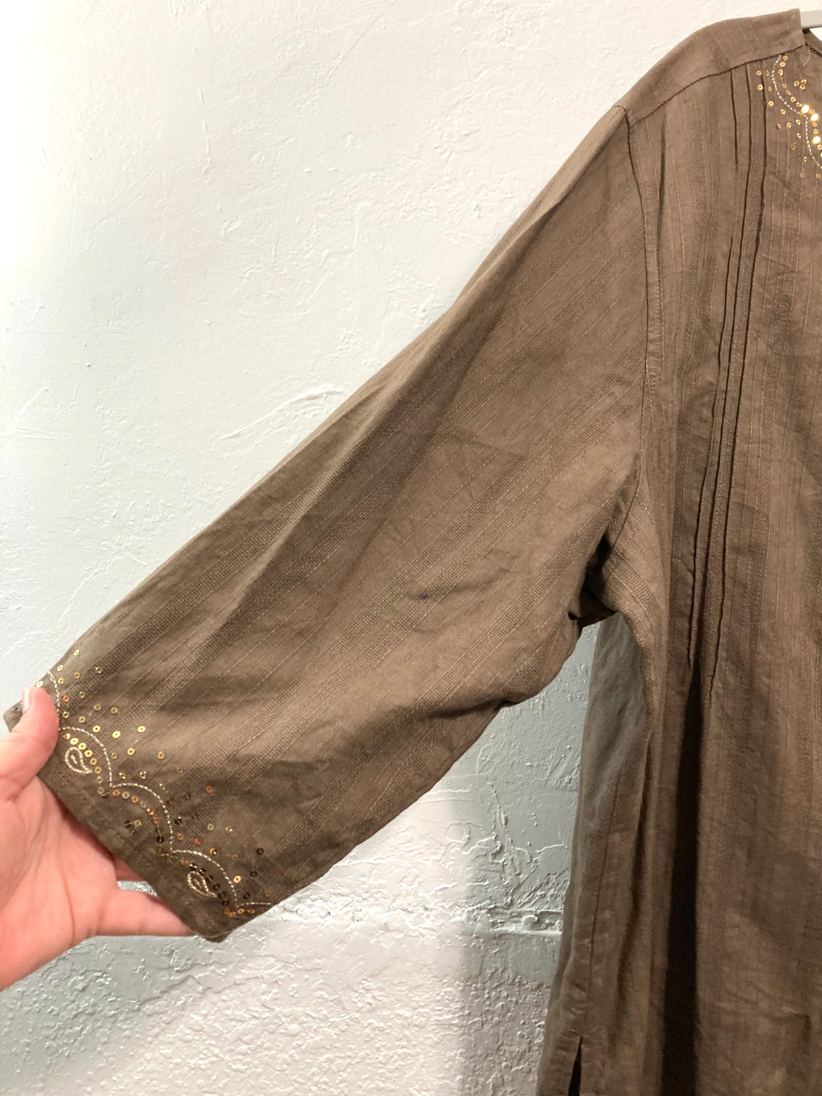 Classic Elements long sleeve button up blouse lin… - image 6