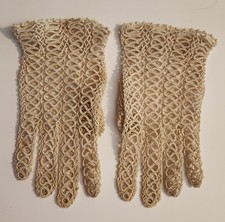 Vintage 1950s Crochet/Tatted Lace Short Dress Gloves Ivory - XS/S