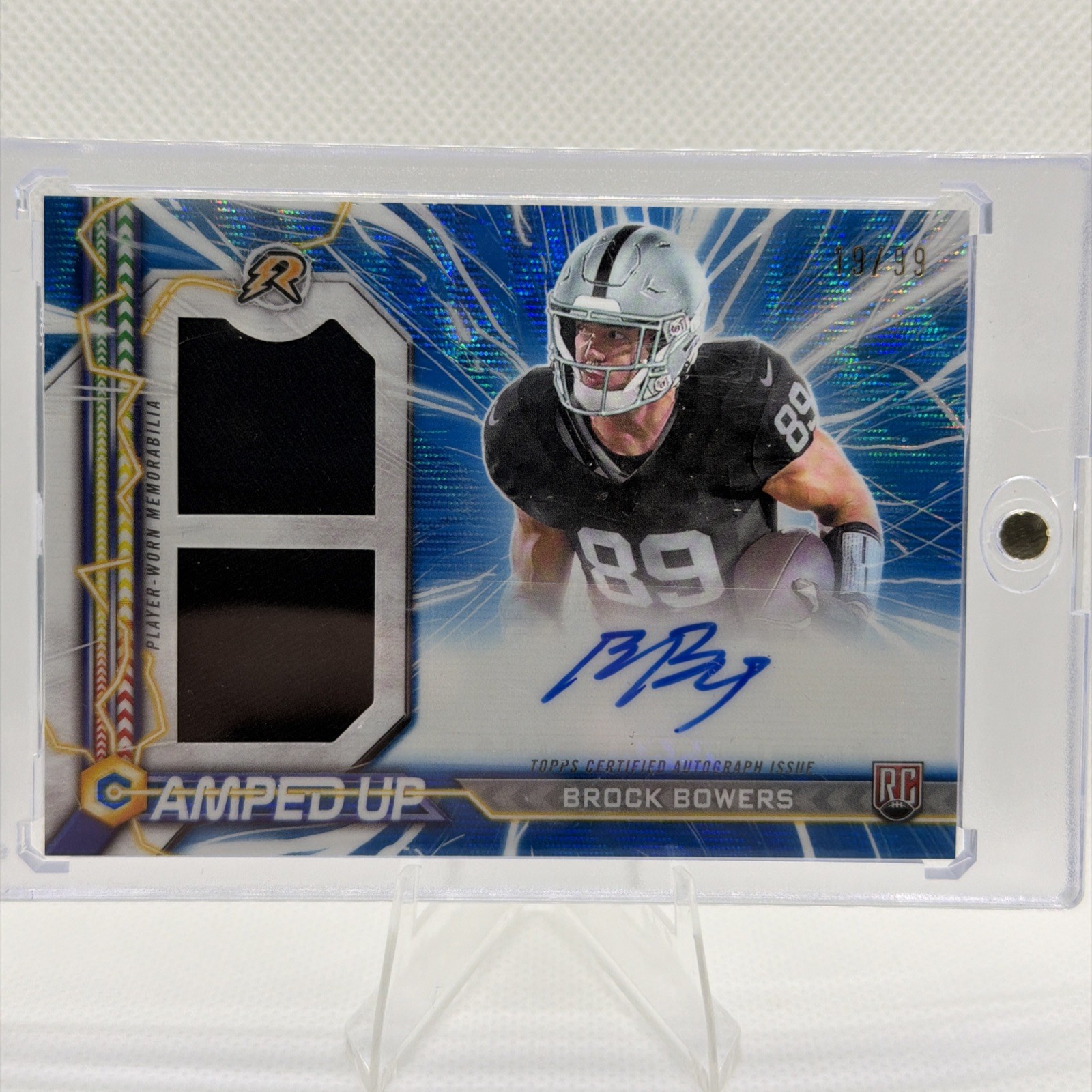 2024 Topps Resurgence - Rookie Patch Auto Brock Bowers Blue Surge Refractor /99