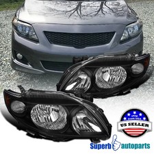 Fits 2009-2010 Toyota Corolla Diamond Black Head Lamps Headlights 09-10