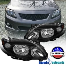 Fits 2009-2010 Toyota Corolla Diamond Black Head Lamps Headlights 09-10