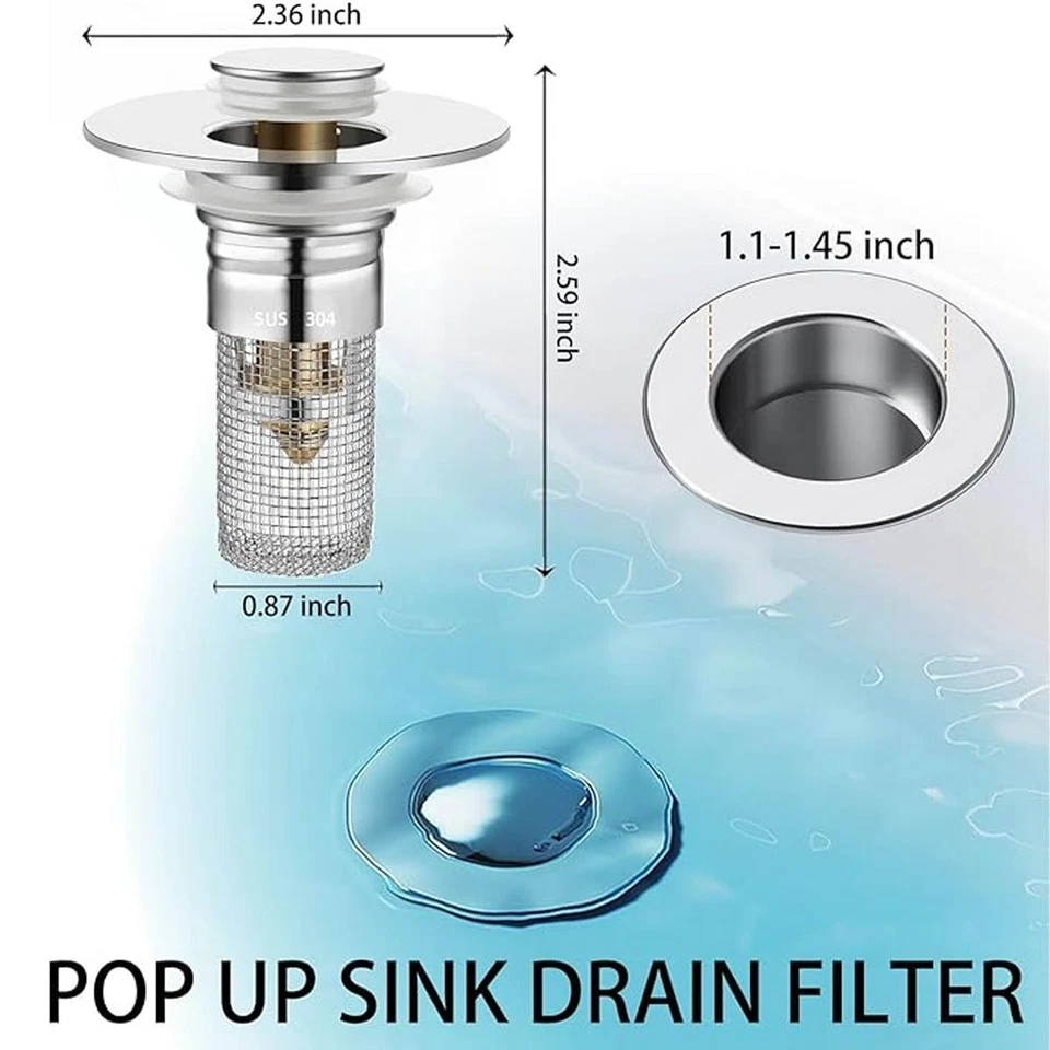 2-Pack Sink Stopper Hair Catcher Bathroom Pop Up Sink Drain Strainer Filter Plug - Image 4 of 4