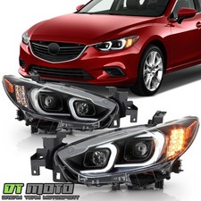 2014-2017 Mazda 6 Halogen Black Led Tube & Signal Projector Headlights Headlamps