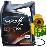 MotoröL Set Wolf oil 5W40 5 Liter + ÖLfilter FüR Citroen C4 Mini Peugeot 2.0