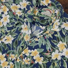 Paradise Found Mens Hawaiian Shirt Blue Green Floral Beach Tropical 2XL