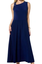 Antthony Women's O-Ring Detail Sleeveless Midi Dress Navy