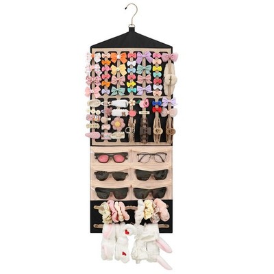 Hanging Claw Clip Organizer for Girls Women with Metal Hooks Wall Storage