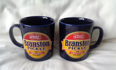 2 x Vintage Branston Pickle Tassen Werbung