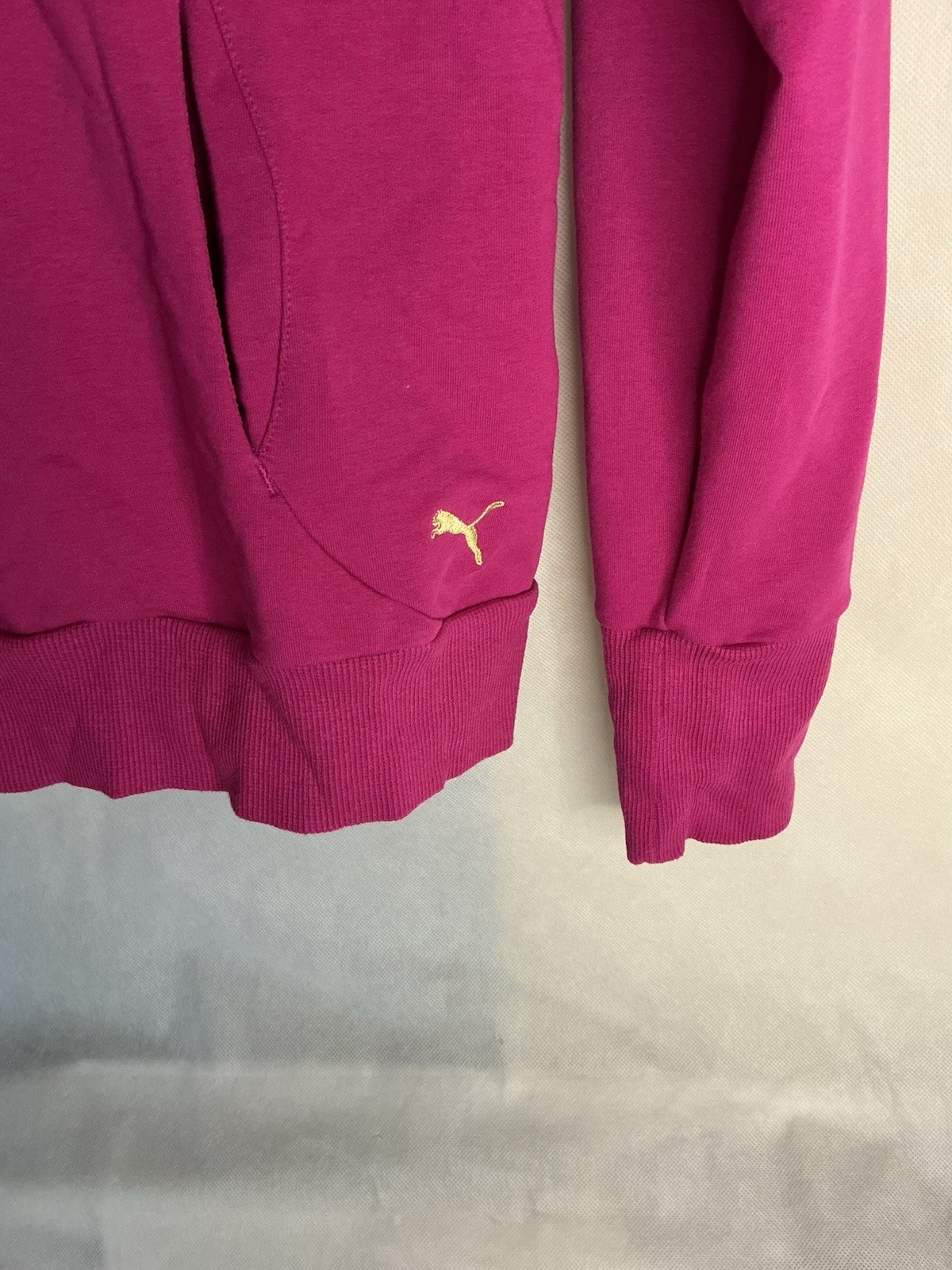 Women’s Puma V Neck Gym Hoodie Pockets Pink Size 12 UK Running Sports Casual image 2