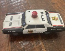Police Dept. Highway Patrol Car Litho Tin Toy Japan Vintage Old Battery Operated