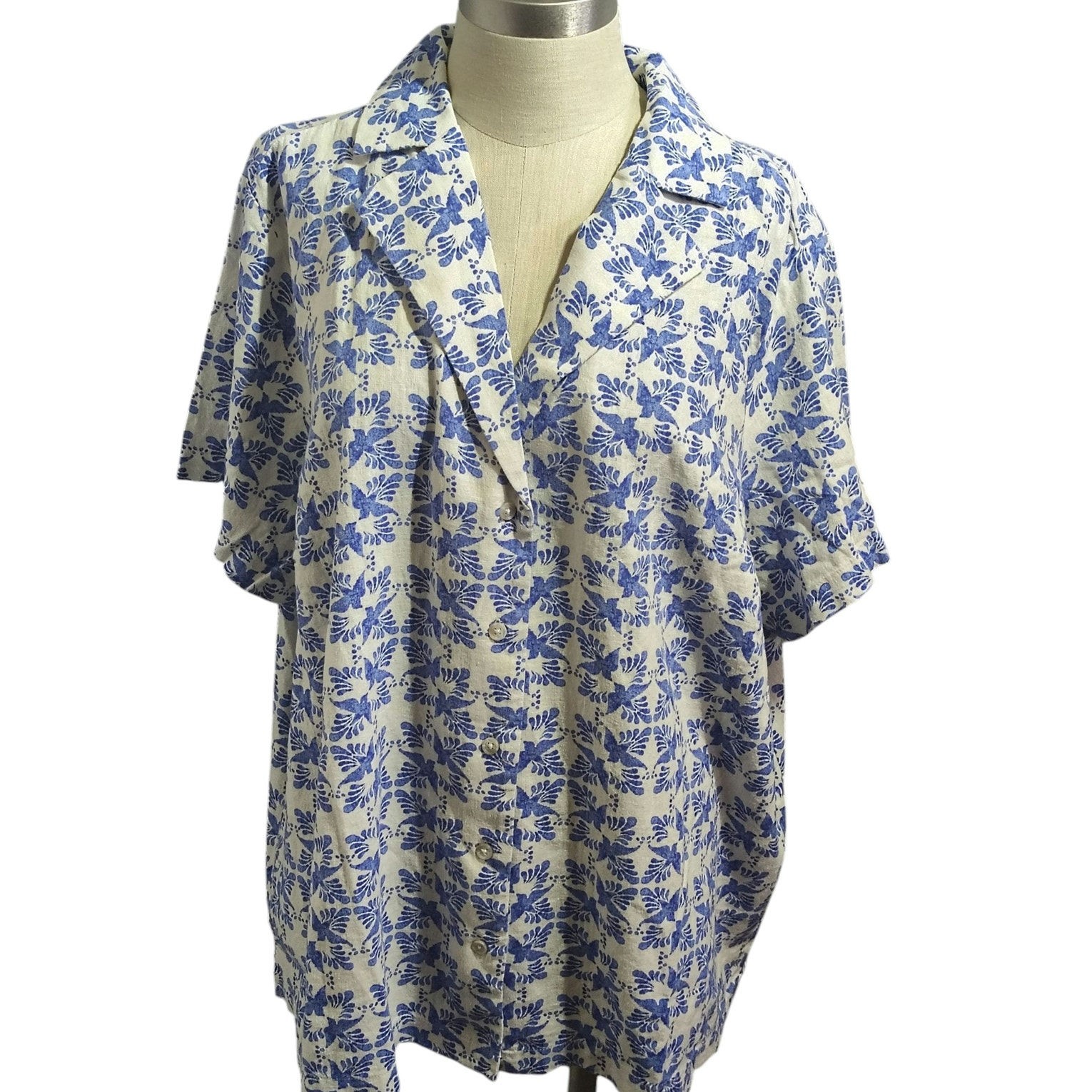 Universal Threads Linen Button Down Blue Womens P… - image 1