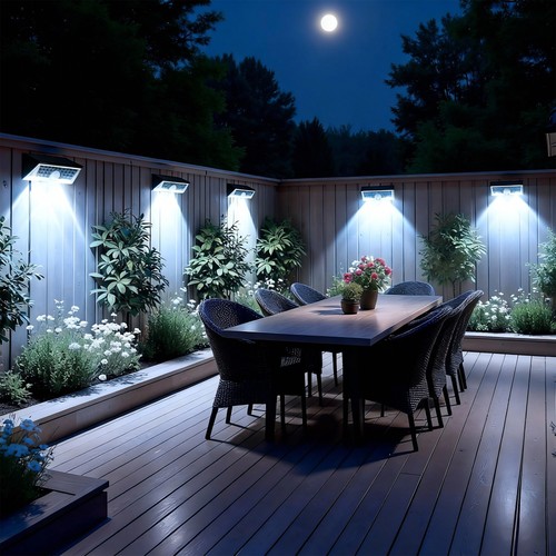 2-6Pack Solar Fence Wall Lights Motion Sensor IP65 4 Modes Outdoor Security - Picture 8 of 13