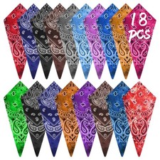 18pcs Cotton Tie Dye Bandana Paisley Bandanas Assorted Cowboy Handkerchiefs f...